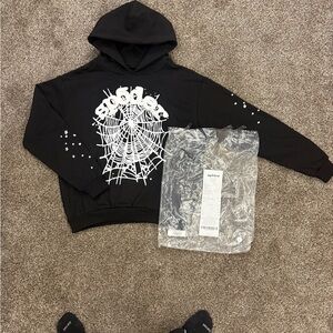 Black Hoodie with Spider Web Design